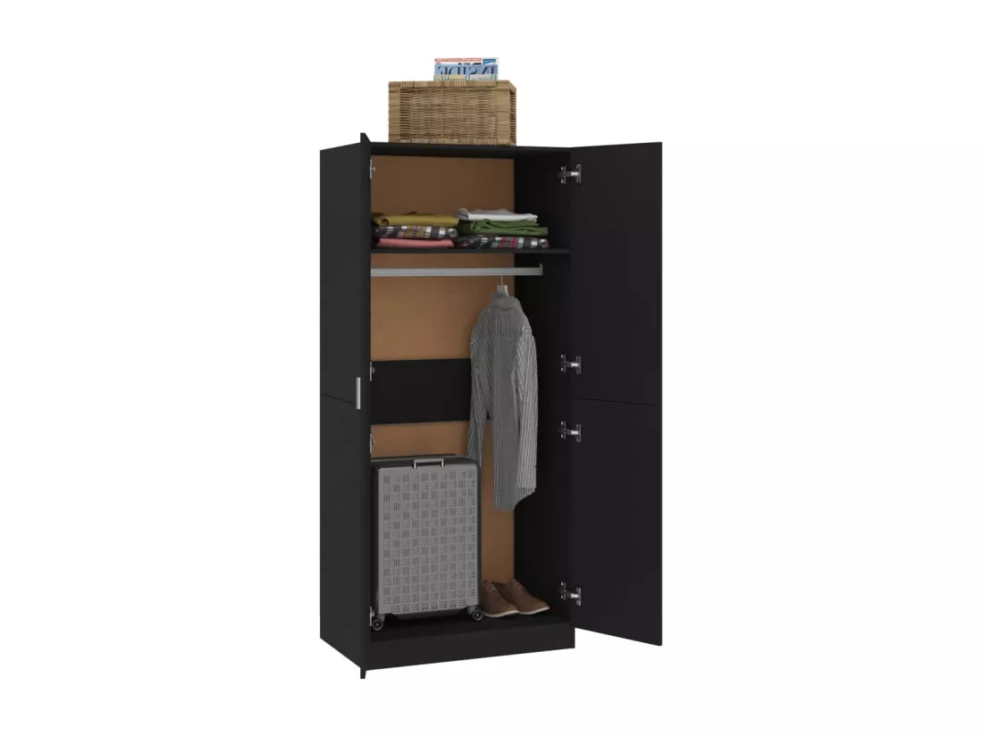 Garde-robe Noir 80x52x180 cm Bois d’ingénierie