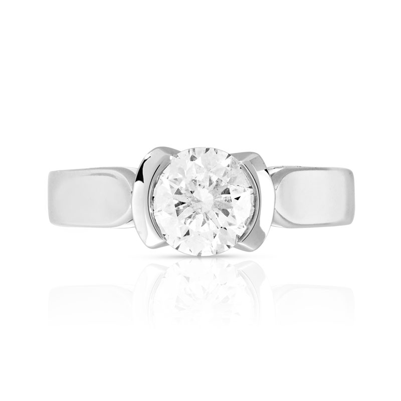 Solitaire or 750 blanc diamant 1 carat