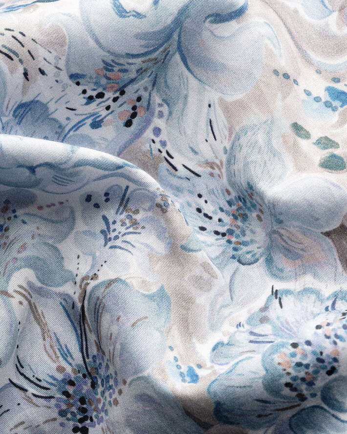 ETON Slim Fit Light Blue Floral Print Fine Twill Shirt Blå