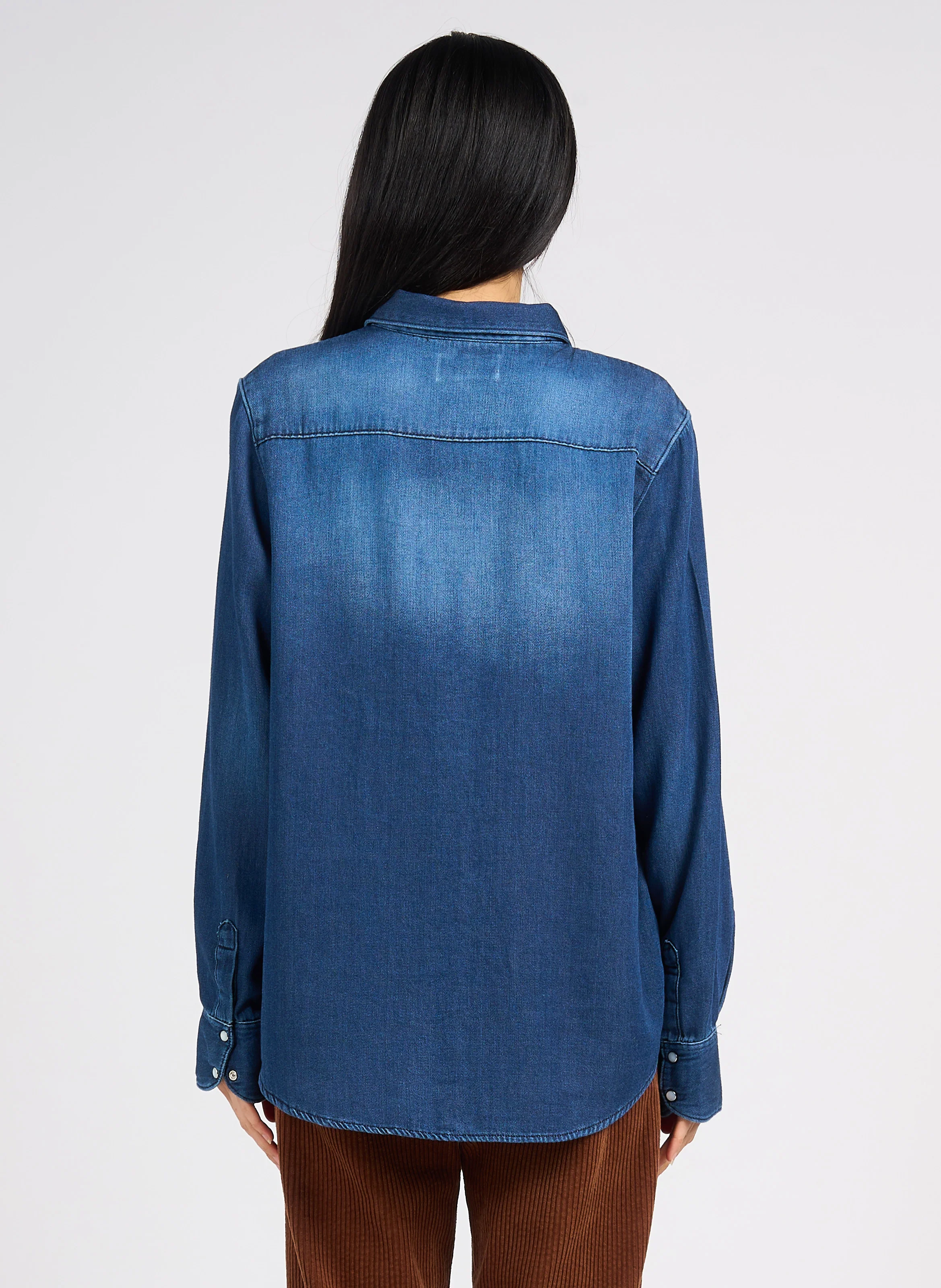 Chemise col classique en coton| Bleu