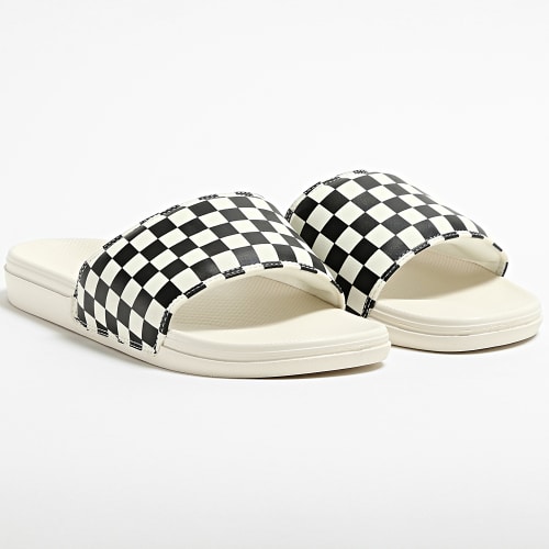 Claquettes La Costa Checkerboard Blanc Noir