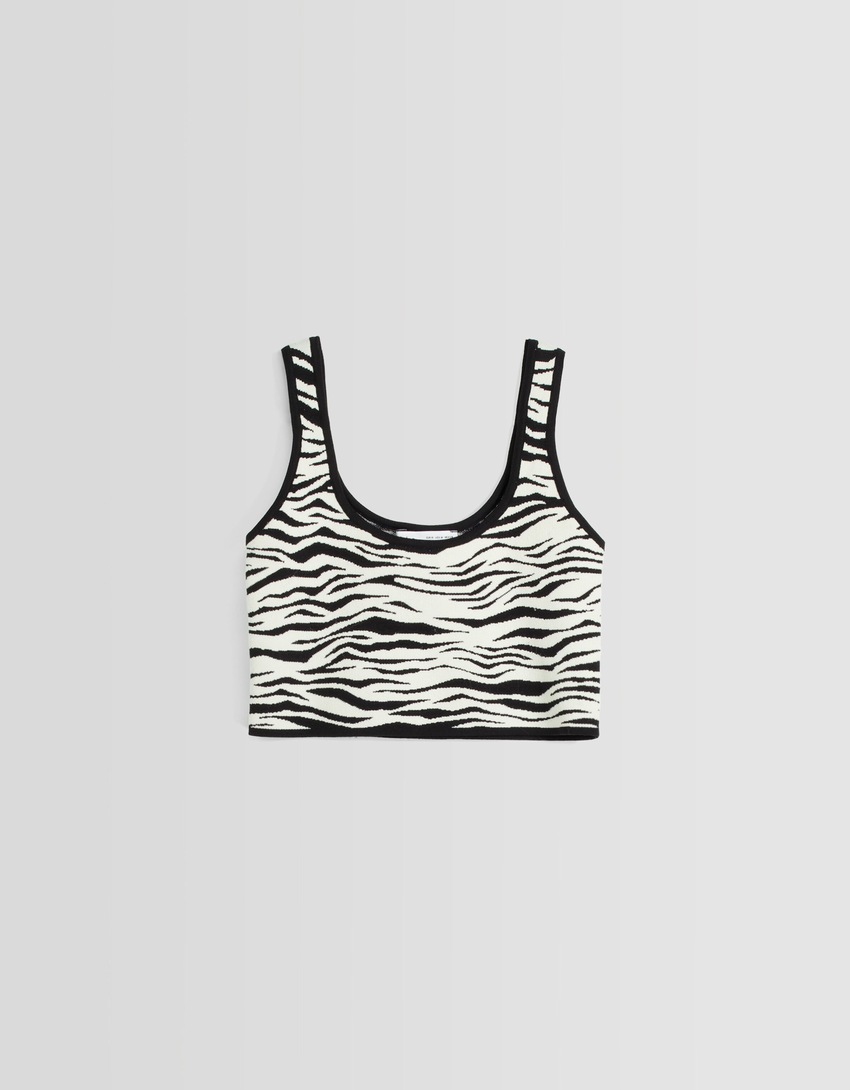 Top cropped de tricô com alças