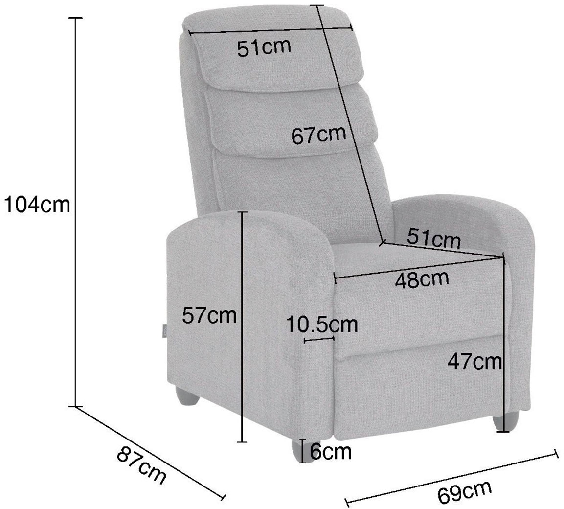 Home affaire Relaxsessel »BERVILLE, TV-Sessel, Ruhesessel mit Schlaffunktion, Webstoff« Liegesessel mit manueller Relaxfunktion