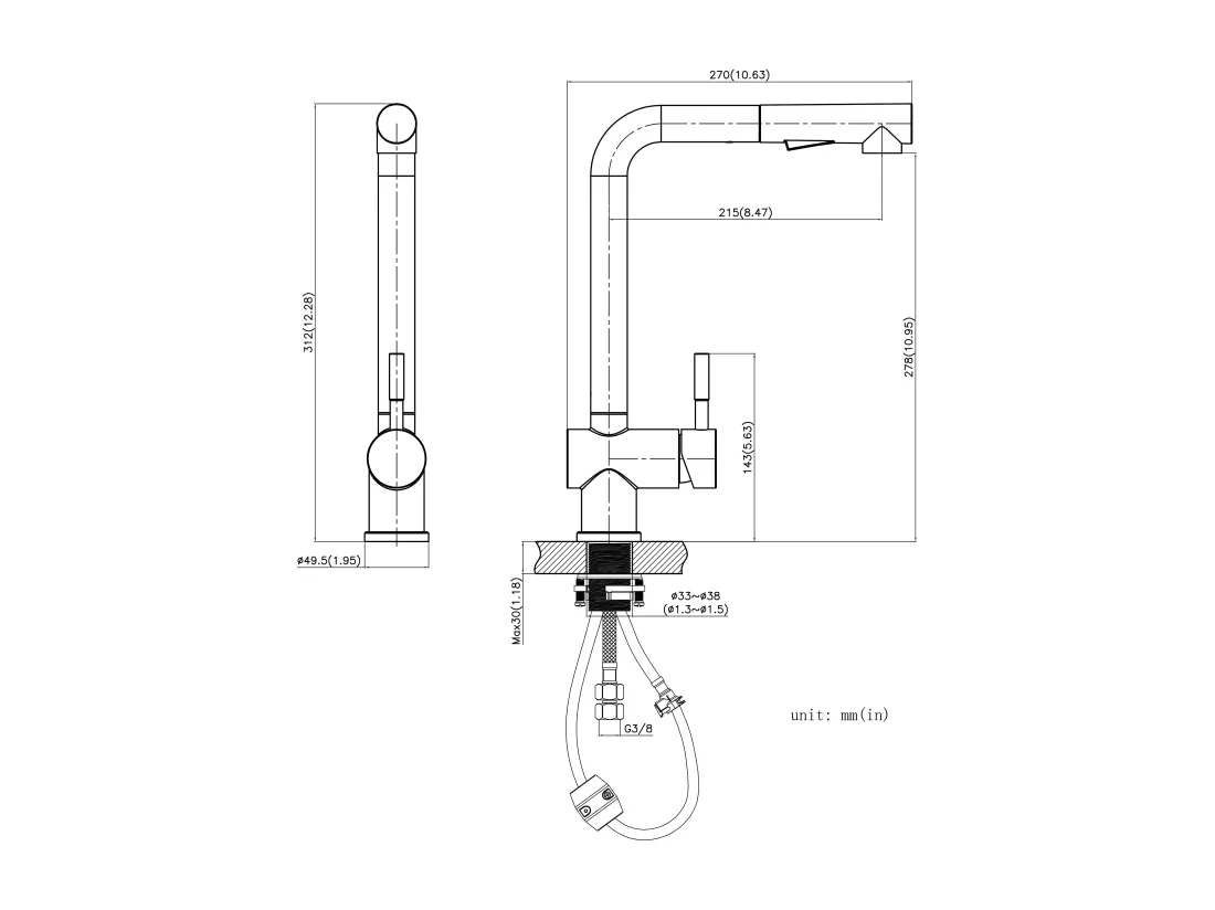 2PCS Cecipa max Robinets de cuisine avec douchette extractible, levier unique rotatif à 360, Mitigeur de cuisine 2 modes de pulvérisat,EU Modèle