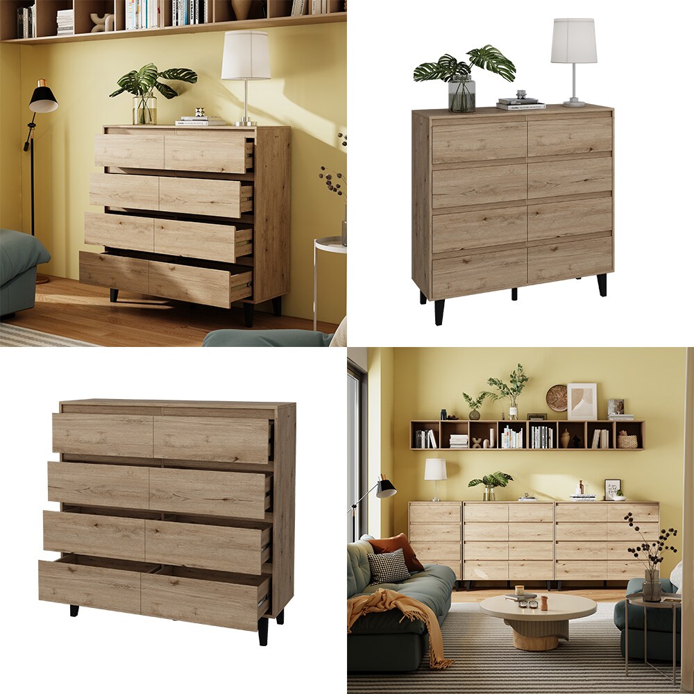 Vicco Sideboard Bahia Eiche 120 x 117 cm mit 8 Schubladen