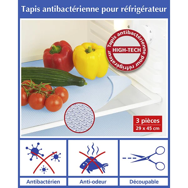 3 Tapis antibactériens pour réfrigérateur Wenko by Maximex