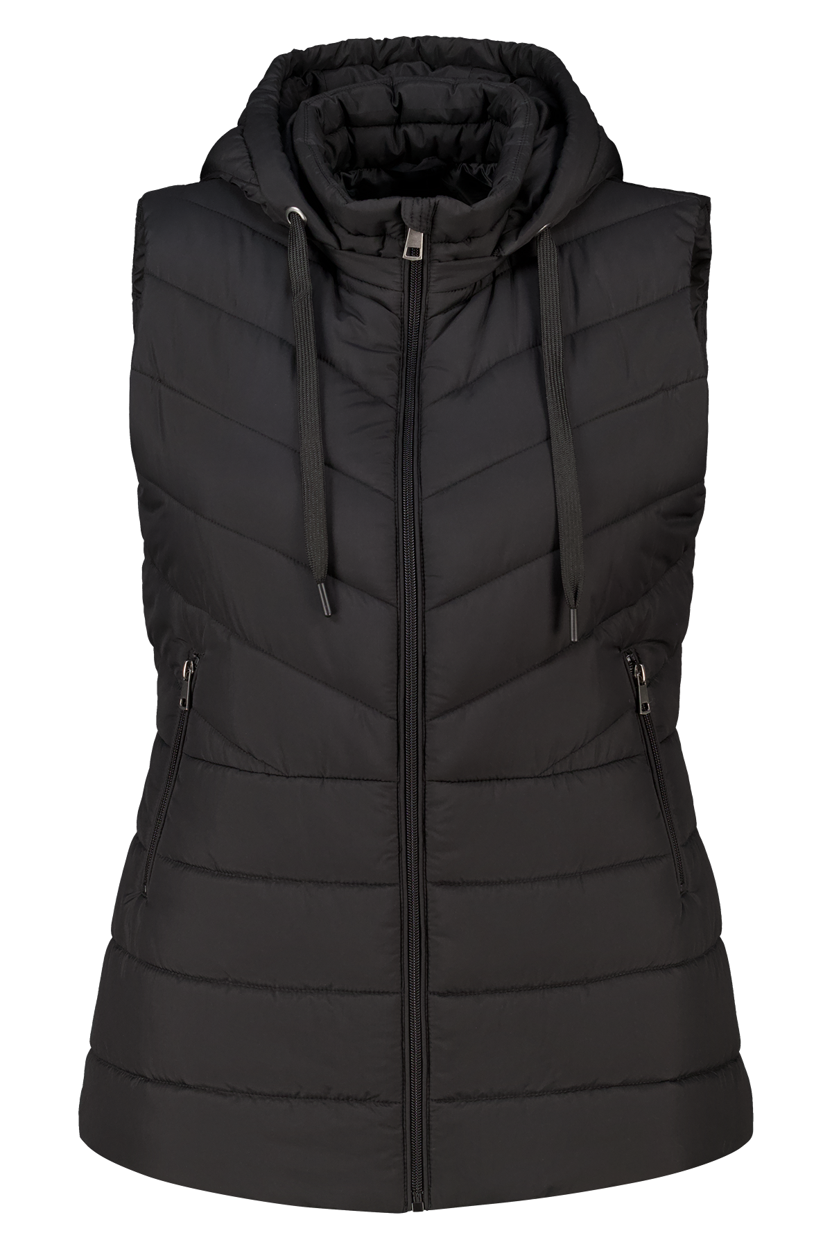 Gewatteerde bodywarmer met capuchon Zwart