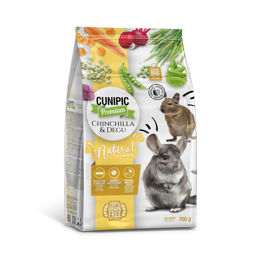 Alimento premium Cunipic para chinchilas e degus
