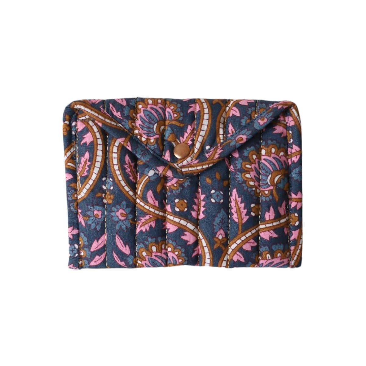 Pochette enveloppe block print bleu - Mariage Indien Pondie Chérie