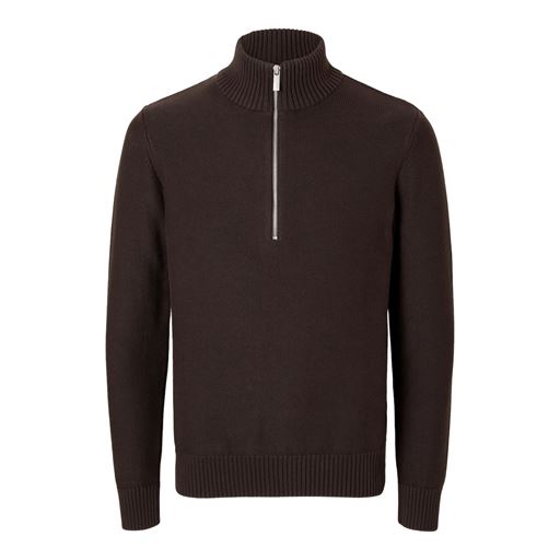Selected Homme Axel Hlaf Zip Striktrøje, Chocolate Torte, S