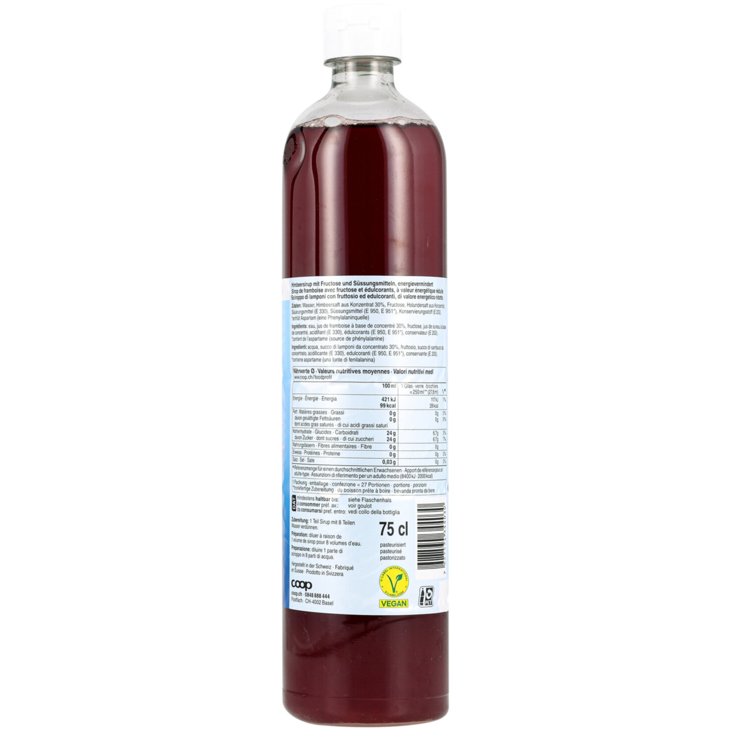 Himbeer Sirup weniger Zucker -75cl