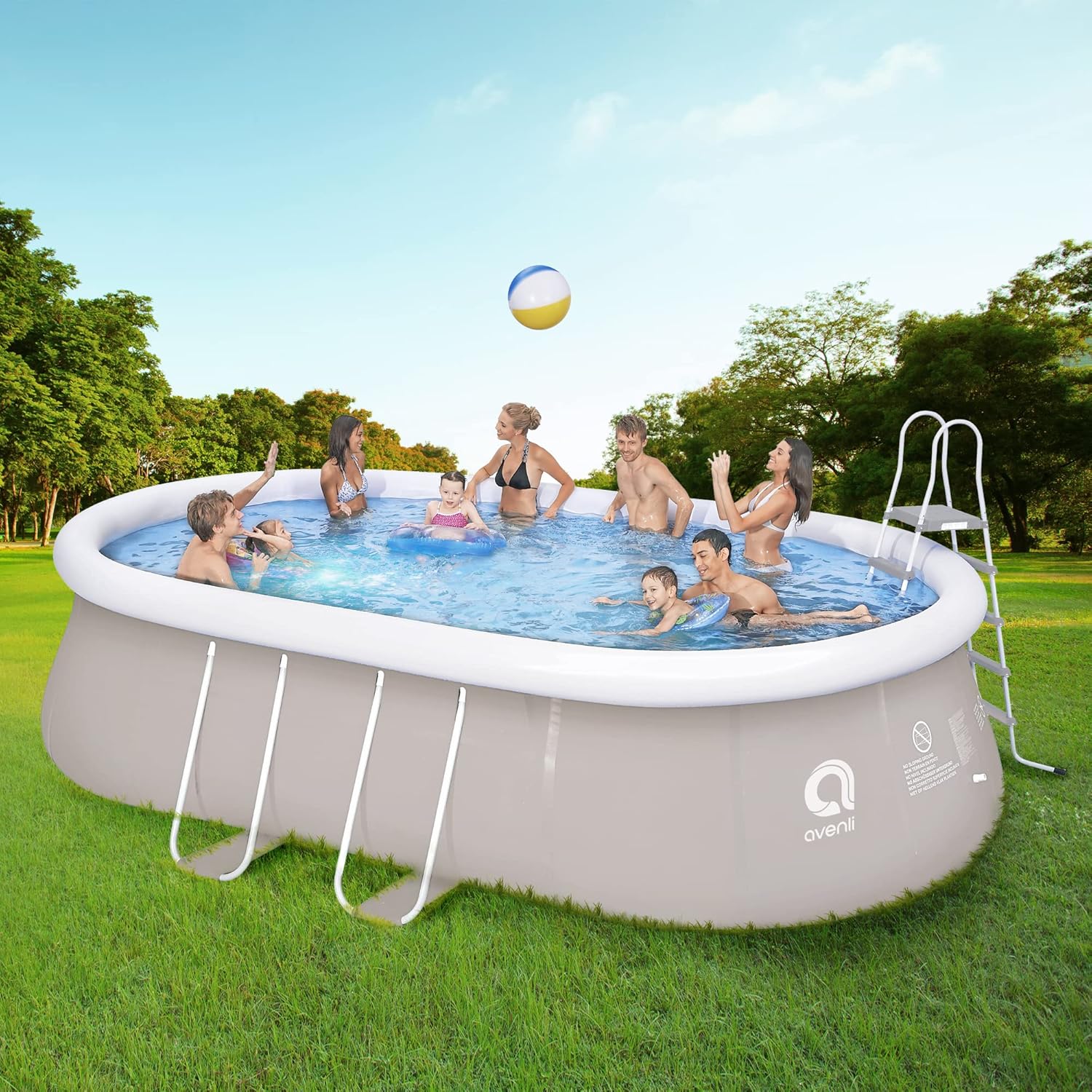 Jilong Pool selbsttragender Pool, Oval mit Gestell, grau 540x304x106 cm grau