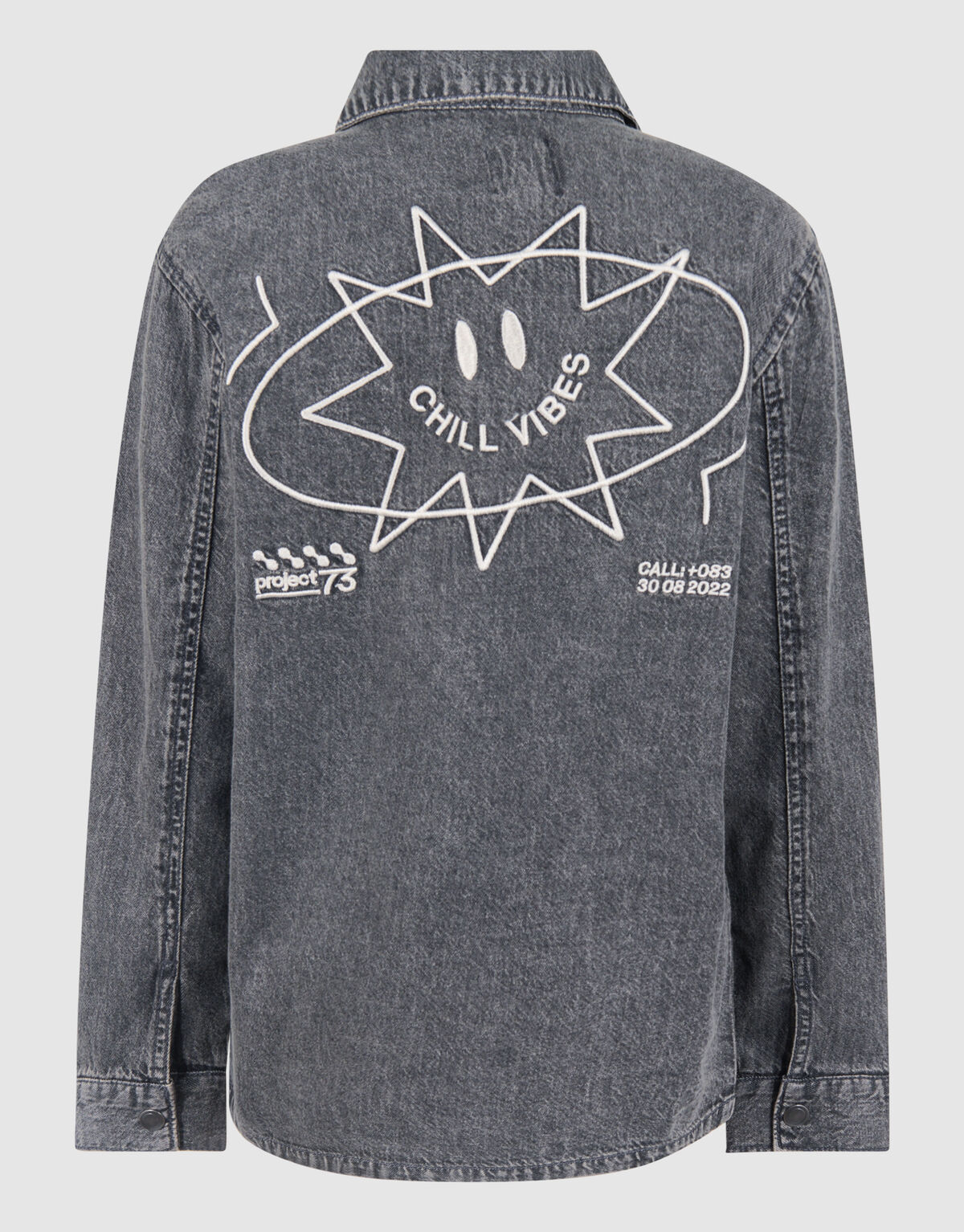 Denim Washed Overshirt Donkergrijs