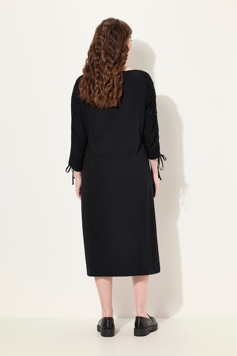 Jersey-Midikleid, U-Boot-Ausschnitt, 3/4-Arm, Biobaumwolle