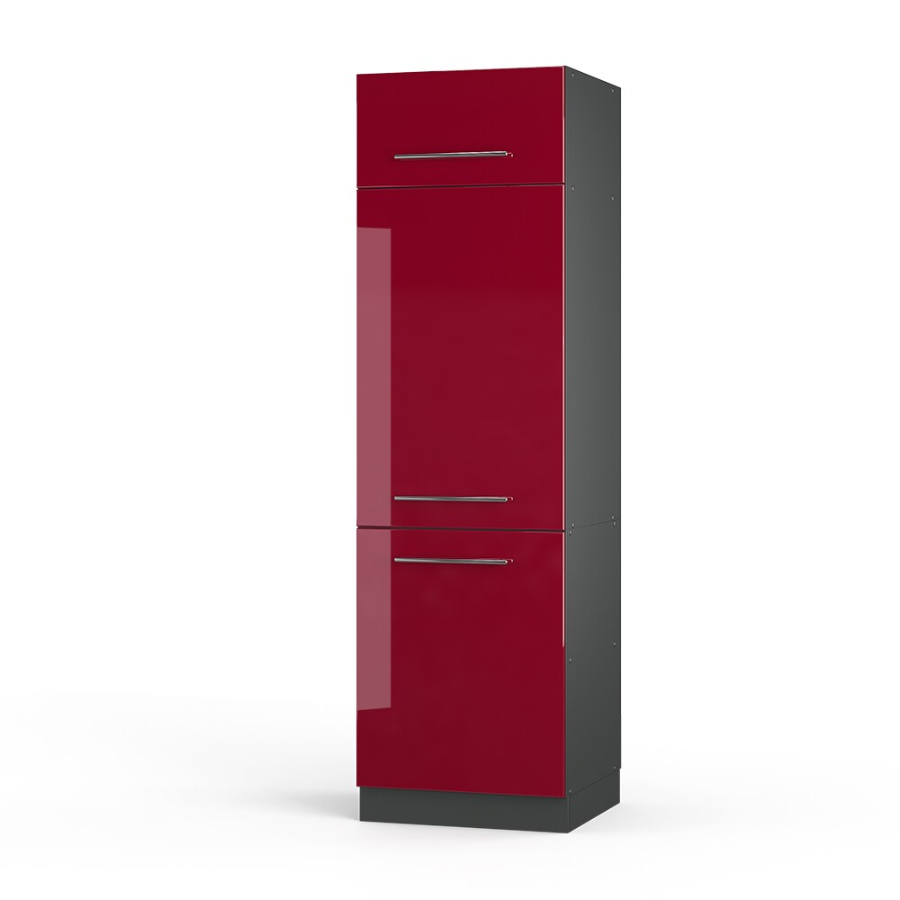 VICCO Kühlumbauschrank 60 cm Bordeaux Hochglanz Küchenschrank Hochschrank Küchenzeile Fame-Line