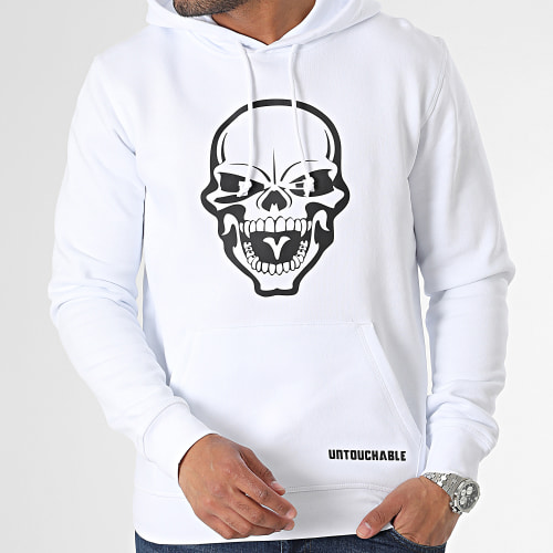 Sweat Capuche Skull Blanc Noir