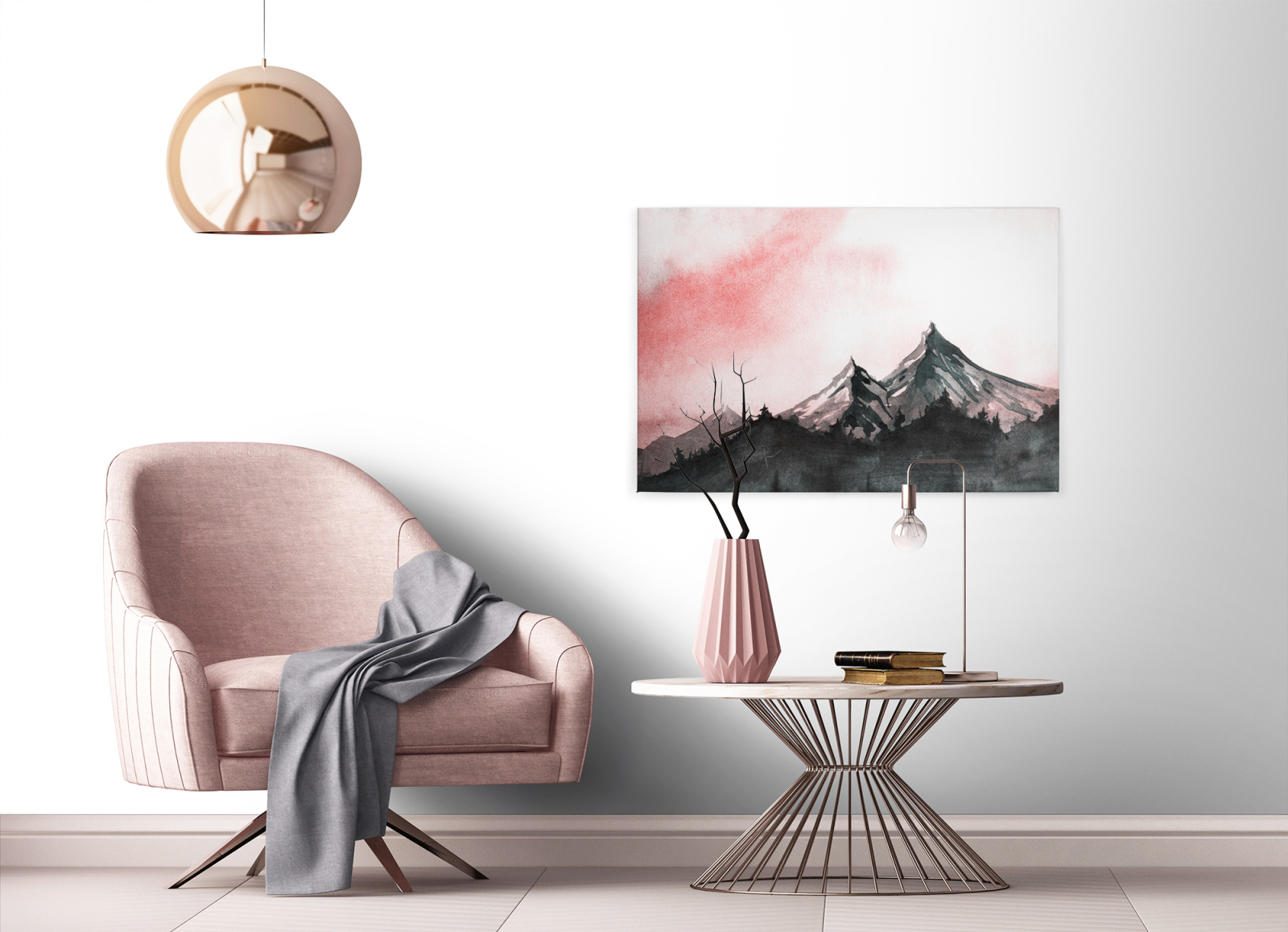 Leinwandbild BERGE - rot - 90x60 cm