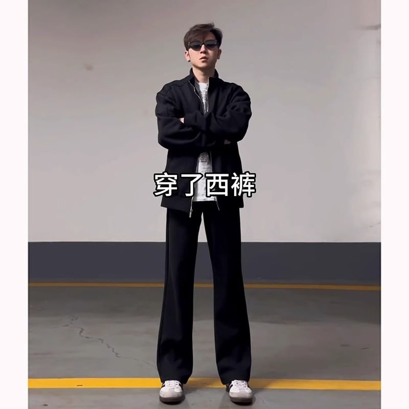 Chuoku - Mid Rise Plain Bootcut Dress Pants
