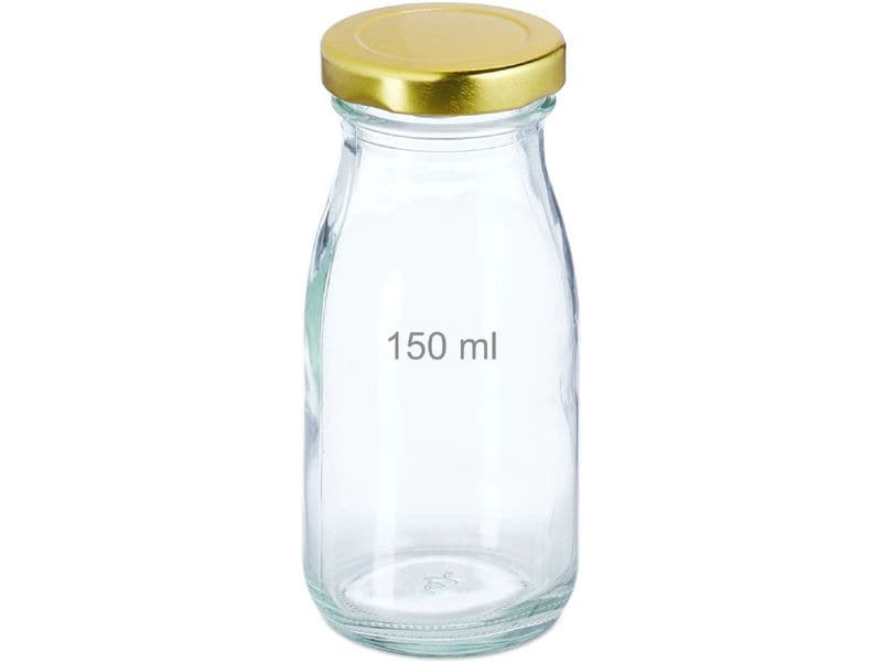relaxdays Einmachflasche 150 ml, 24 Stück Transparente Smoothieflaschen mit luftdichtem Schraubdeckel