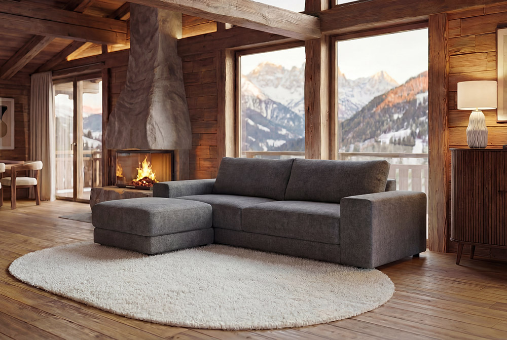 Großes Sofa LOFT 210cm grau Vogue Velours Samt 3-Sitzer Couch Taschenfederkern