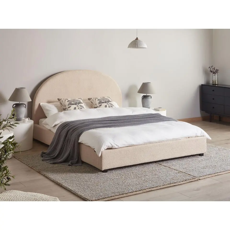 VAUCLUSE - Tweepersoonsbed - Beige - 160 x 200 cm - Bouclé