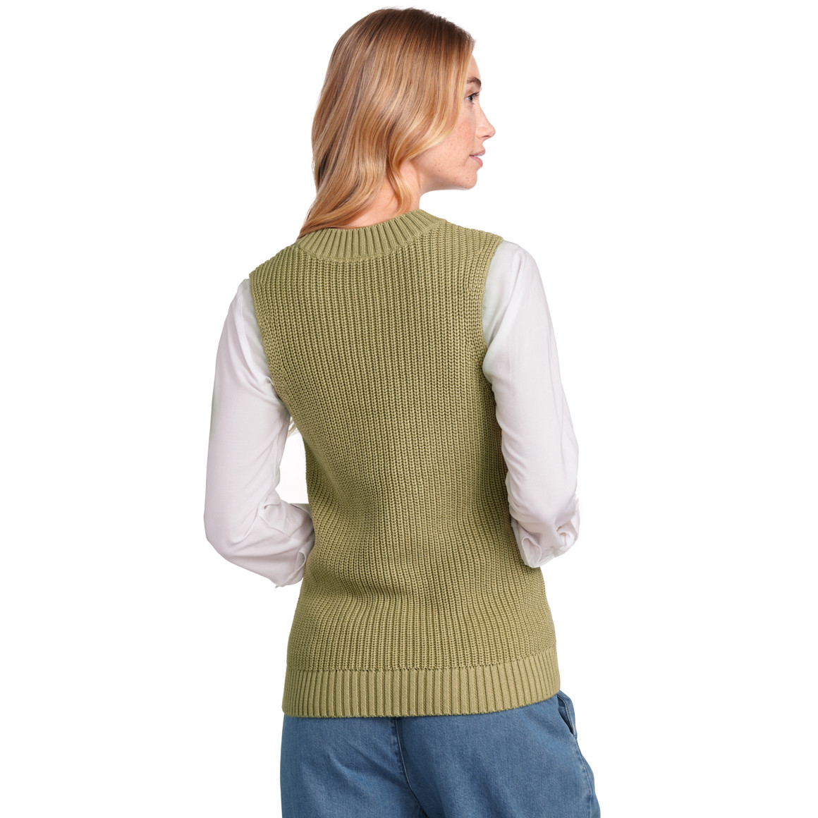 Jonas Nielsen Damen Strickpullunder im Basic-Look oliv