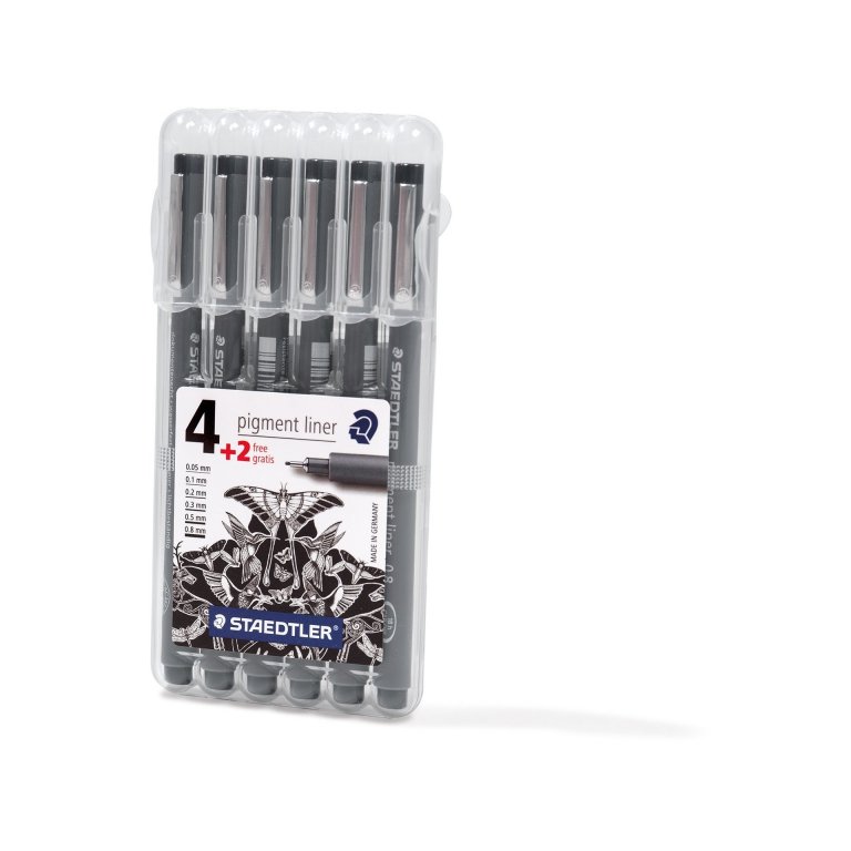 Staedtler Pigment Liner, lichtbeständig, 4+2-Set