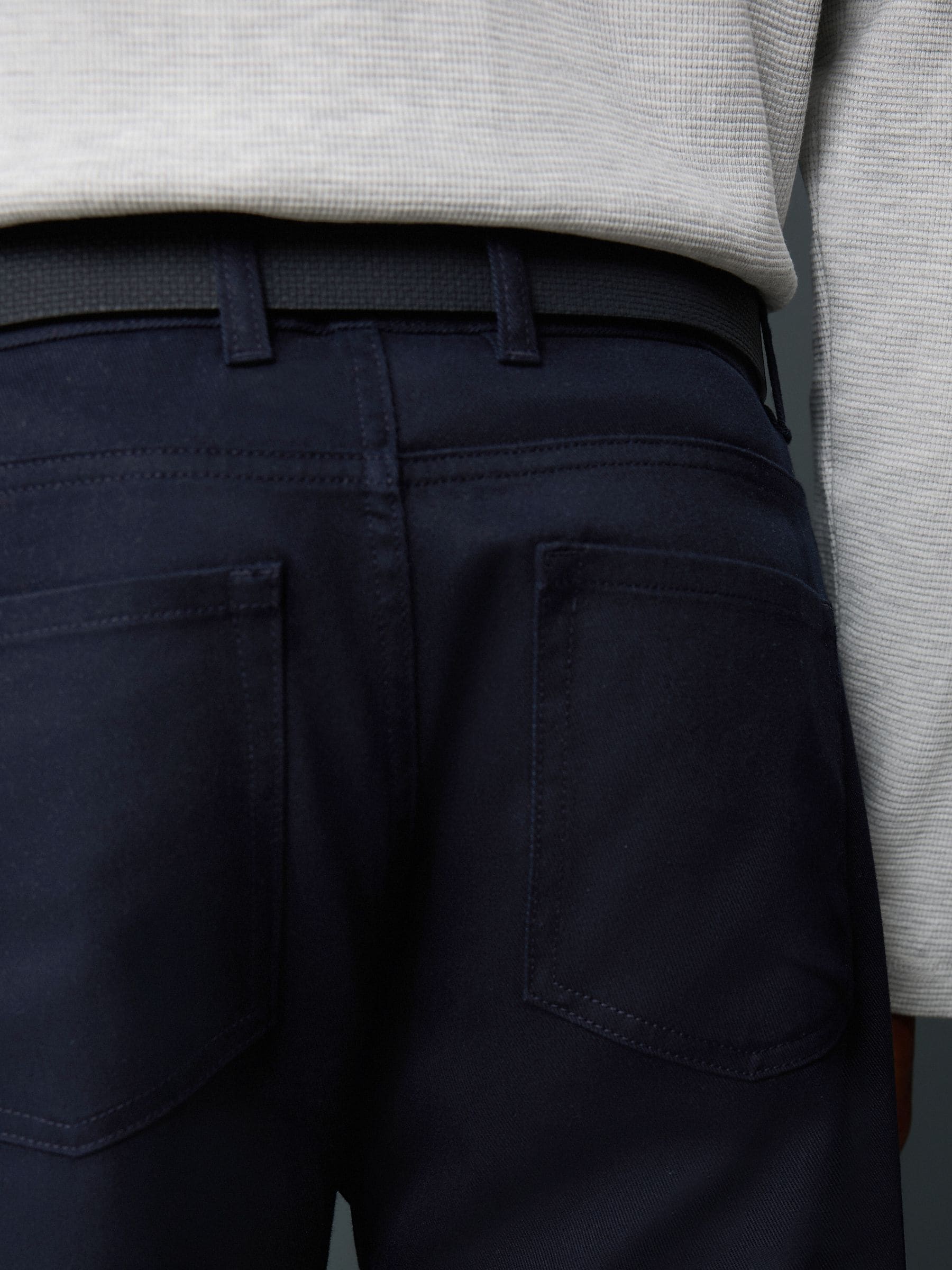 Donkerblauw - Straight fit - Smart Brushed Cotton TENCEL™ Lyocell Blend Chinos With Belt
