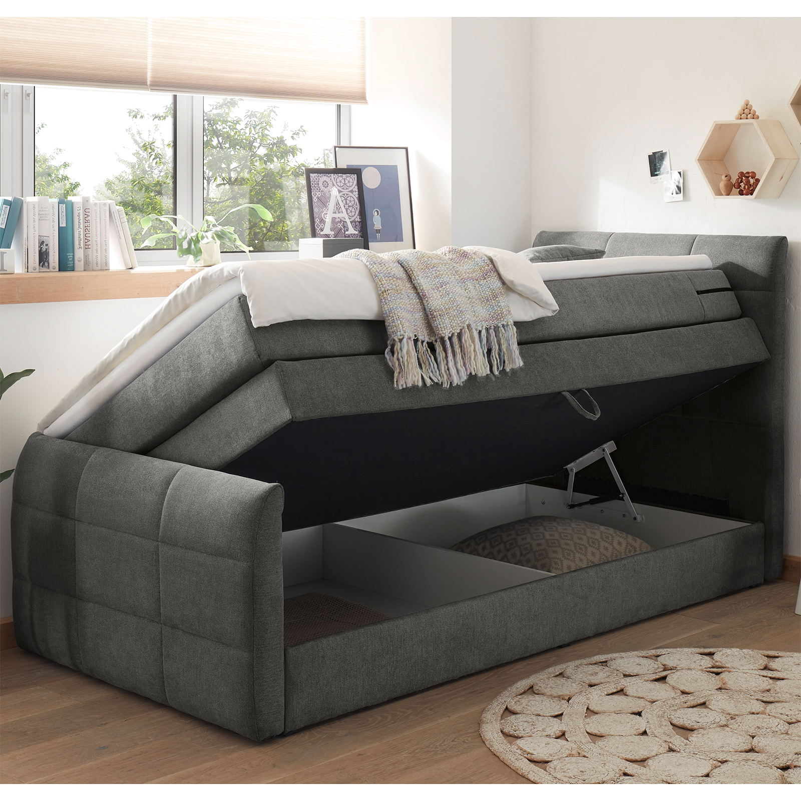 Boxspringbett - stone - H2 - 120x200 cm