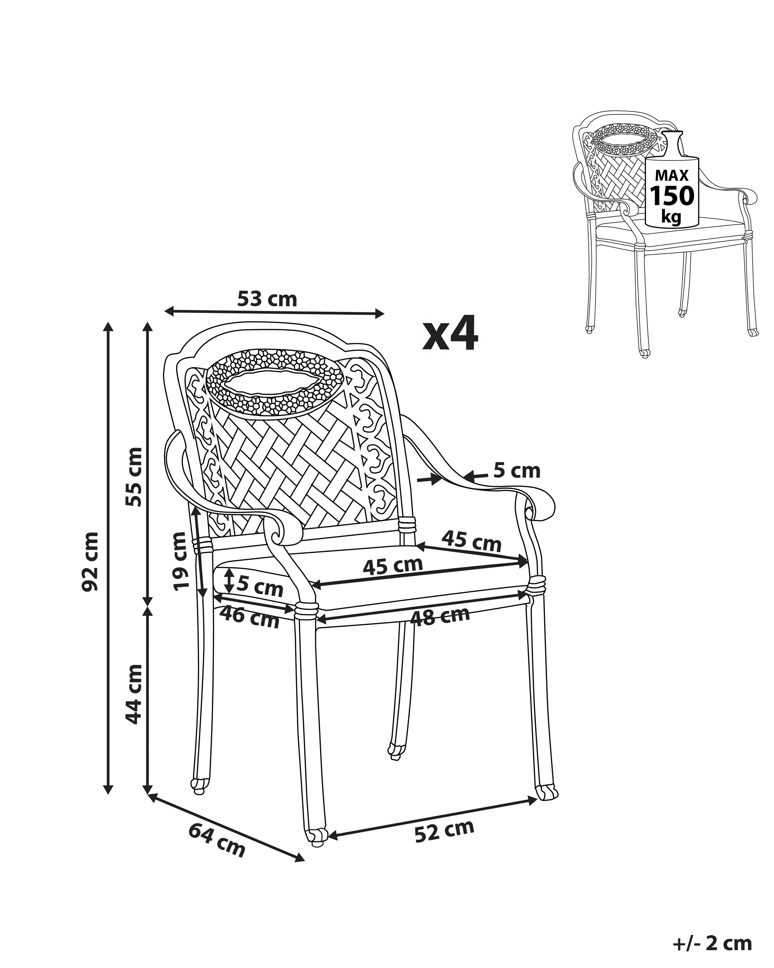 Set van 4 stoelen met zitkussen MANFRIA Metaal Donkerbruin