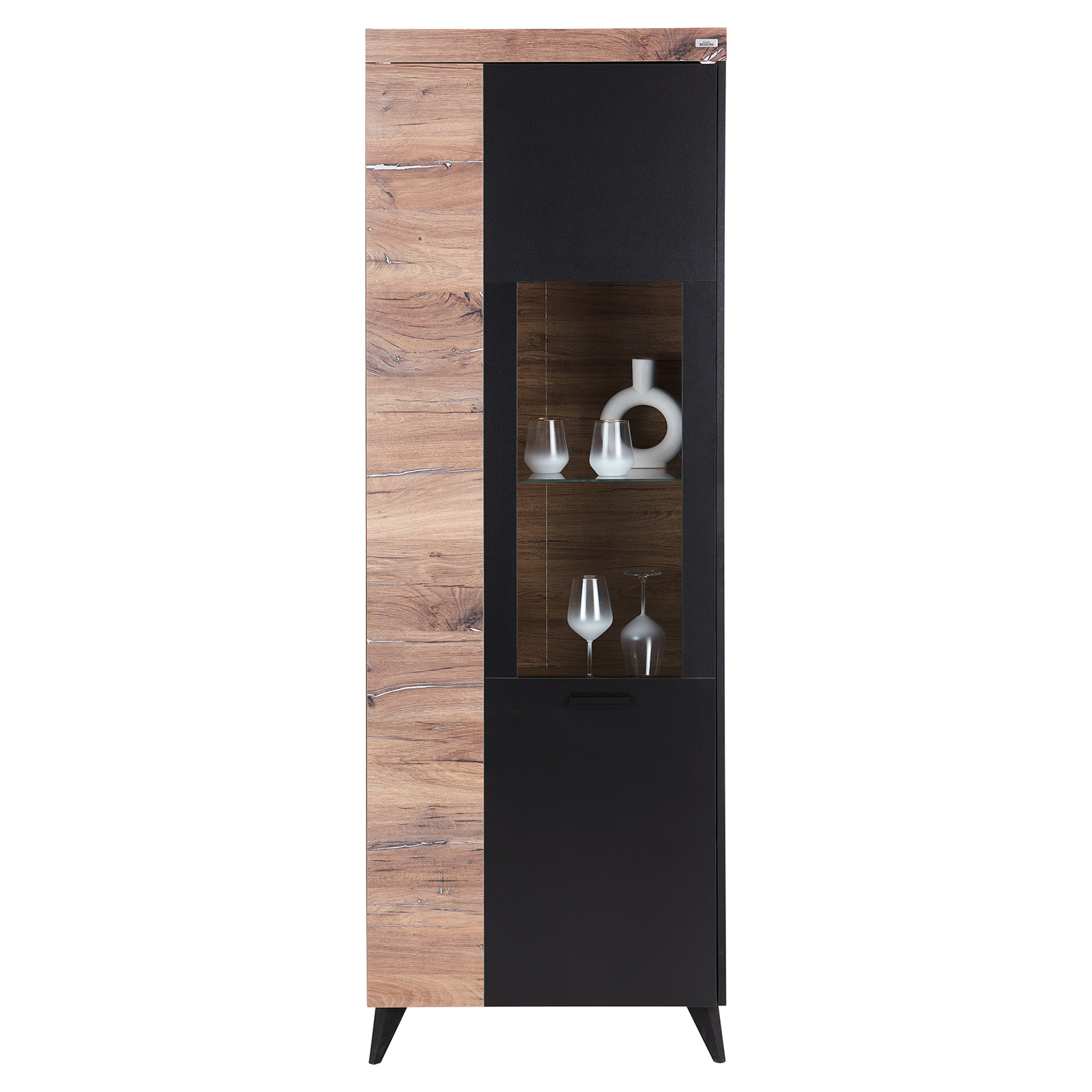 Vitrine - Flagstaff Oak - anthrazit - 205 cm hoch