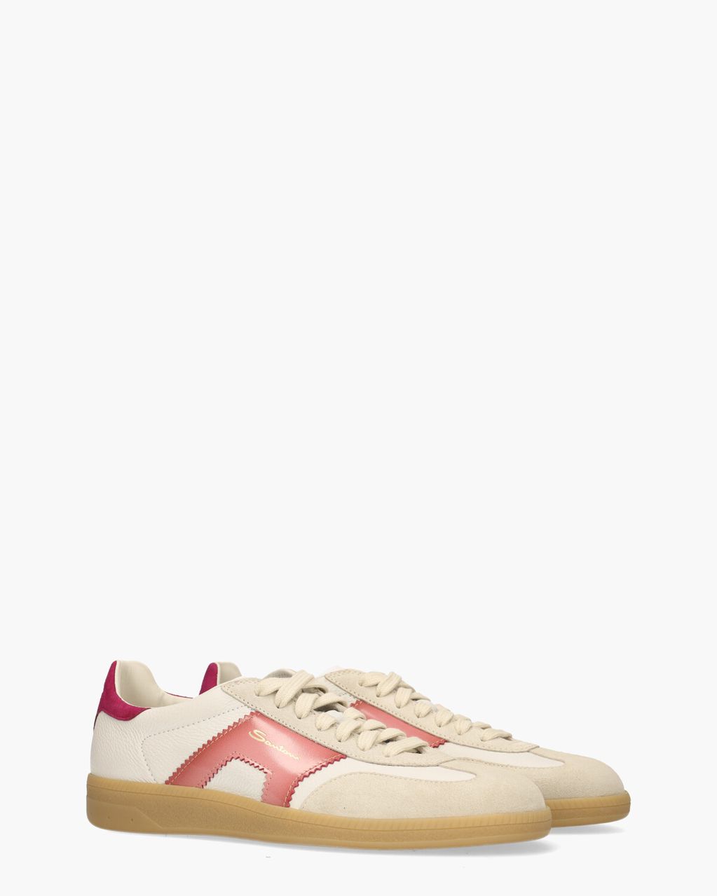Santoni 61221 Off-White/Roze Damessneakers