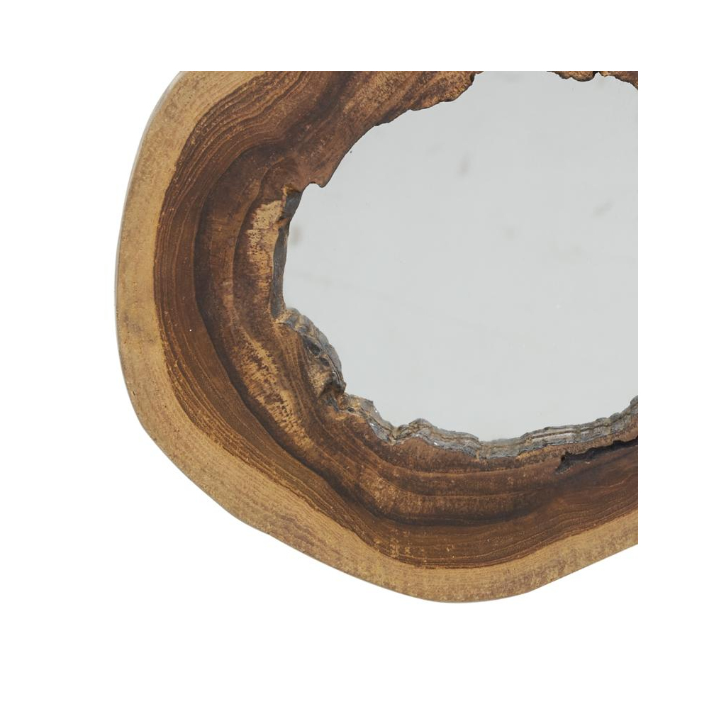 Miroir rond en teck naturel