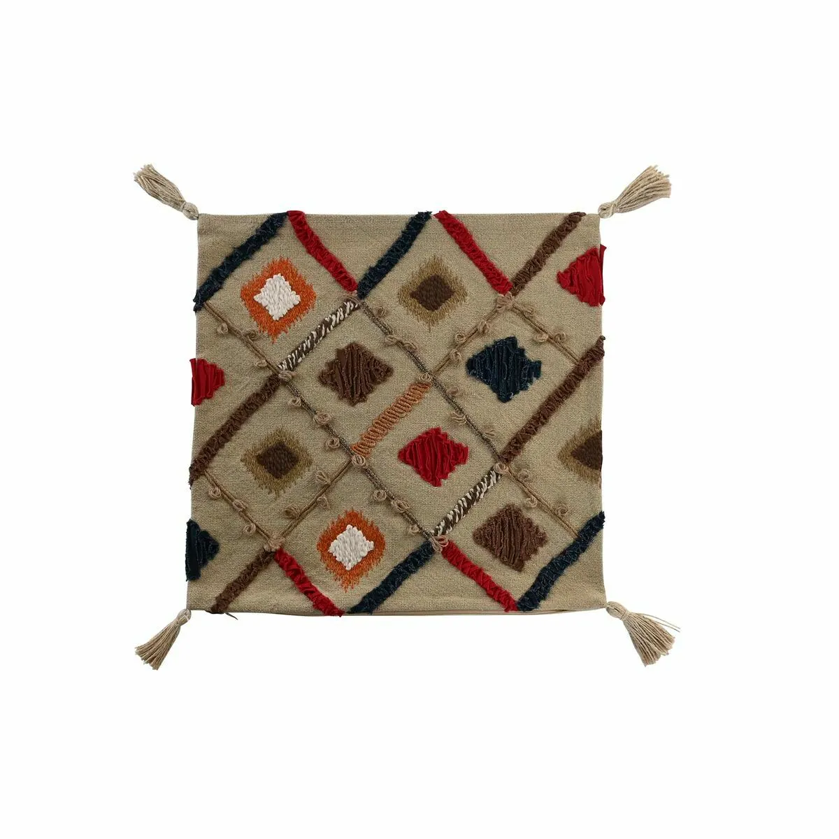 DKD Home Decor Housse de coussin - Multicouleur Frange