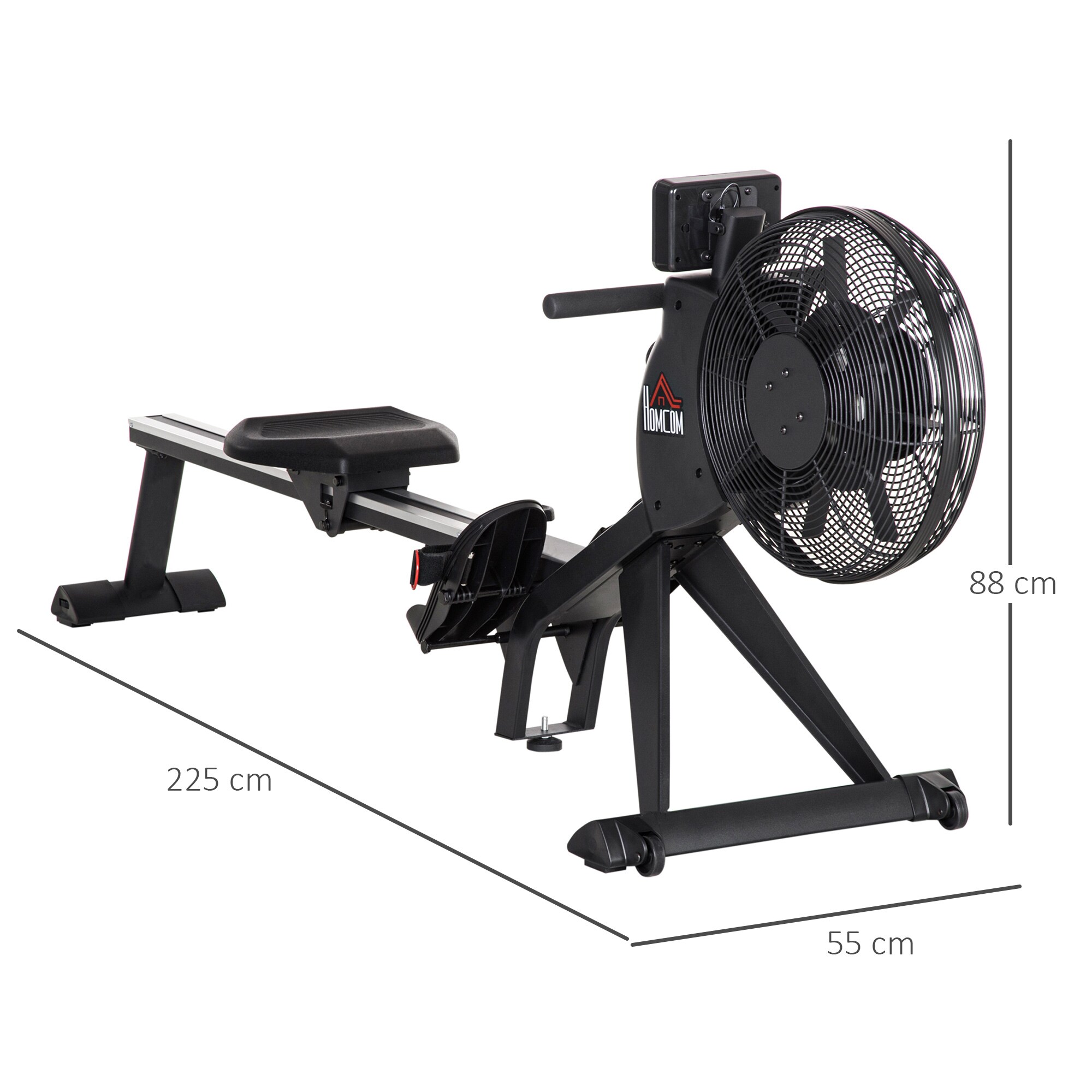 HOMCOM Rudergerät mitBildschirm schwarz 225L x 55B x 88H cm