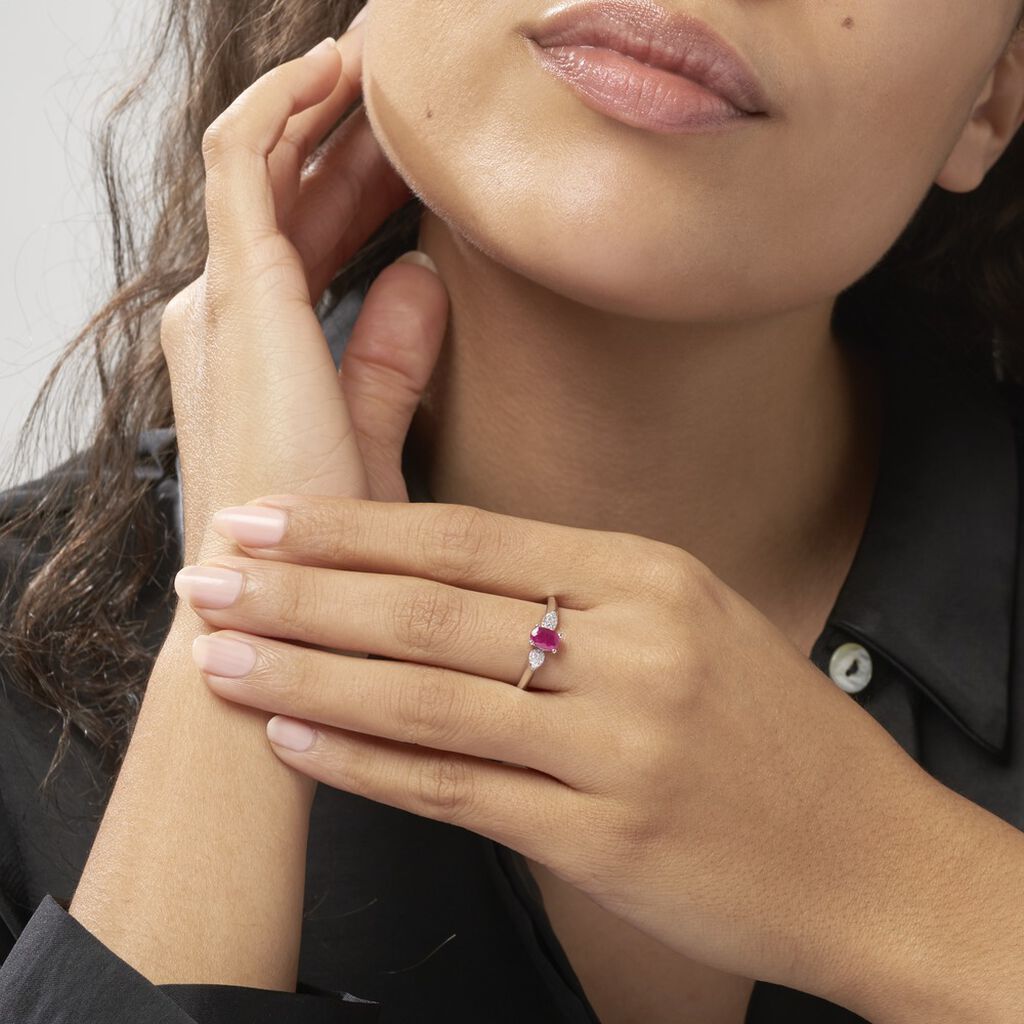 Bague Edgina Or Blanc Rubis Et Diamant