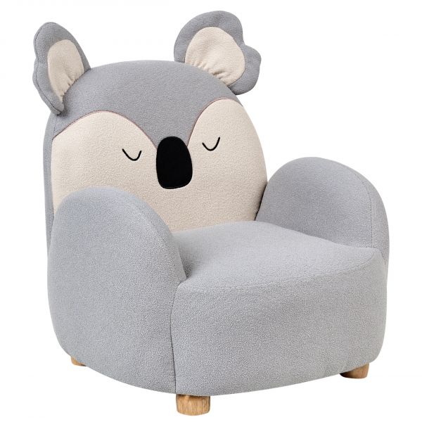 Beliani Cadeirão em Forma de Coala Cinzento Estofo Baixo Cadeira em Forma de Urso Coala