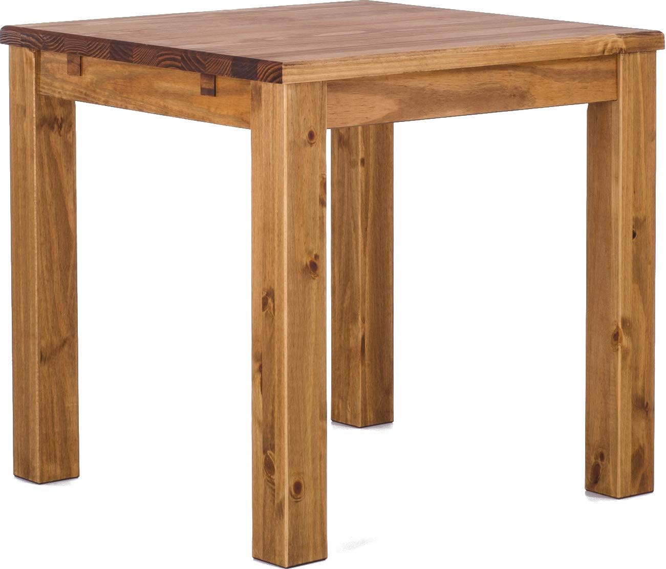 B.R.A.S.I.L.-Möbel Esstisch Rio Classico 80x80 cm Brasil Holz Pinie Massivholz Esszimmertisch Echtholz ausziehbar vorgerichtet für Ansteckplatten