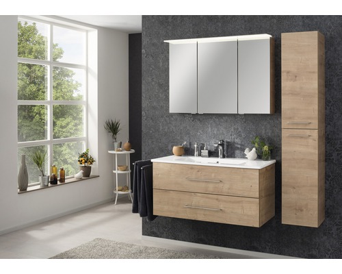 Badkamermeubelset FACKELMANN B.perfekt 60 cm met wastafel, eiken noesten