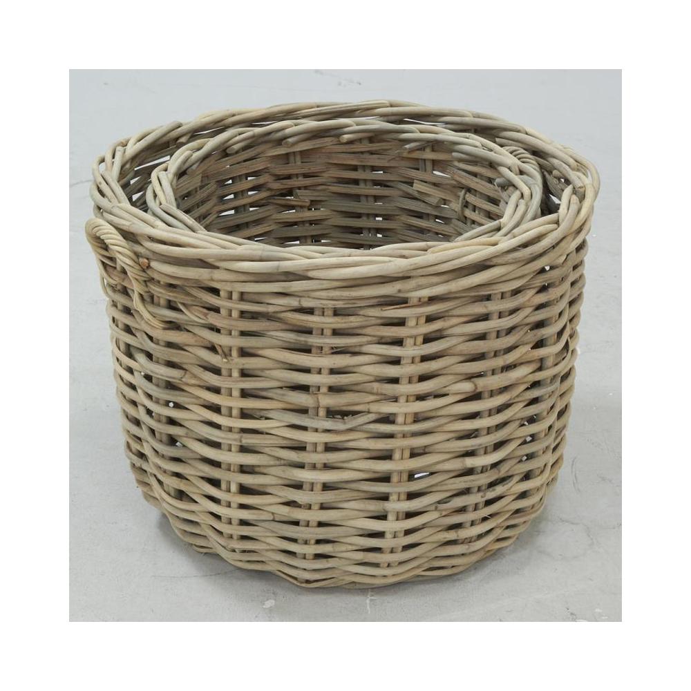 Maxi cache-pots en rotin poelet fendu sable (lot de 2)