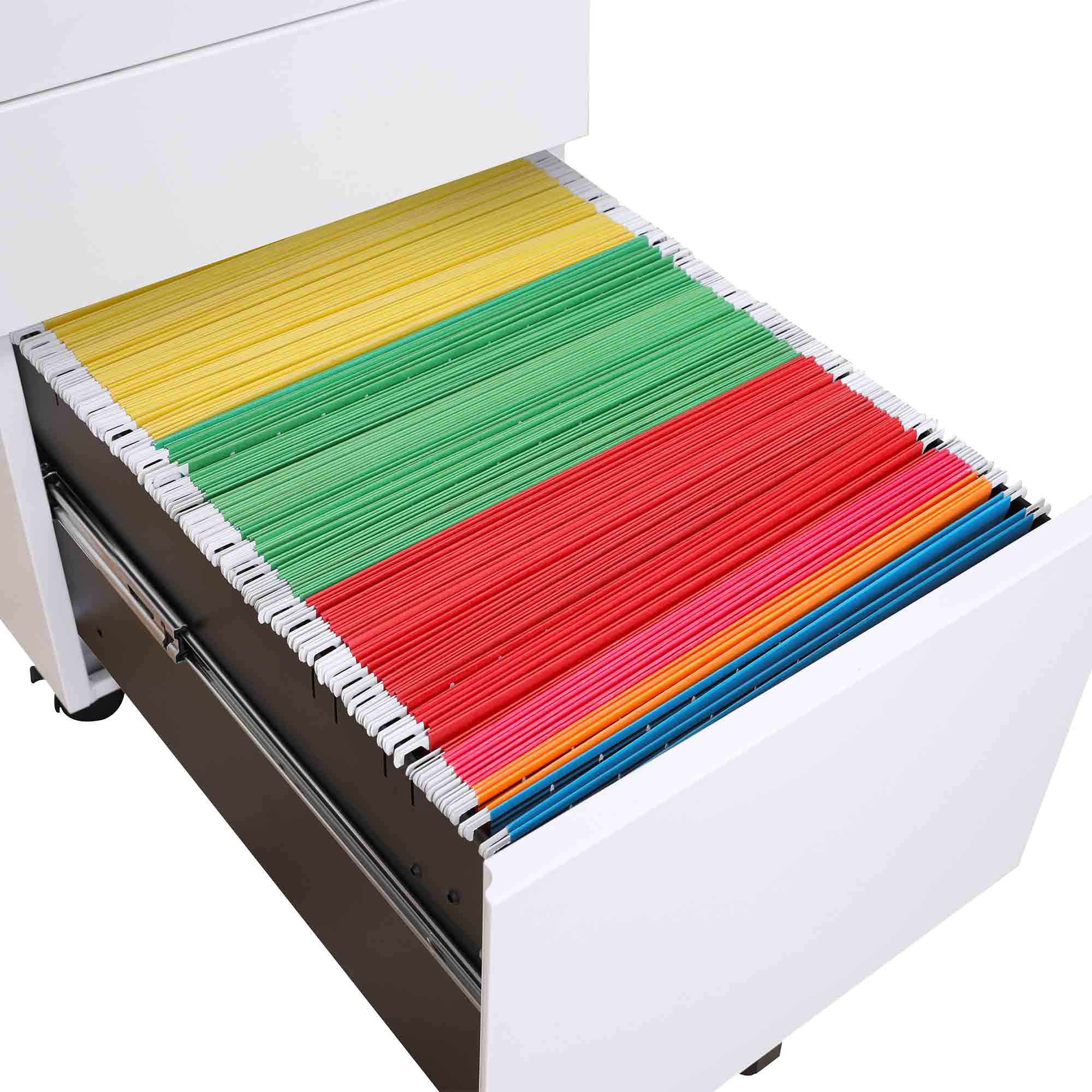 Makika Rollcontainer abschließbar mit Schubladen und Rollen 39x50x60cm in Weiß