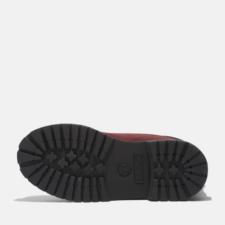 Bota Timberland Premium de 6 polegadas para jovens na cor bordô.