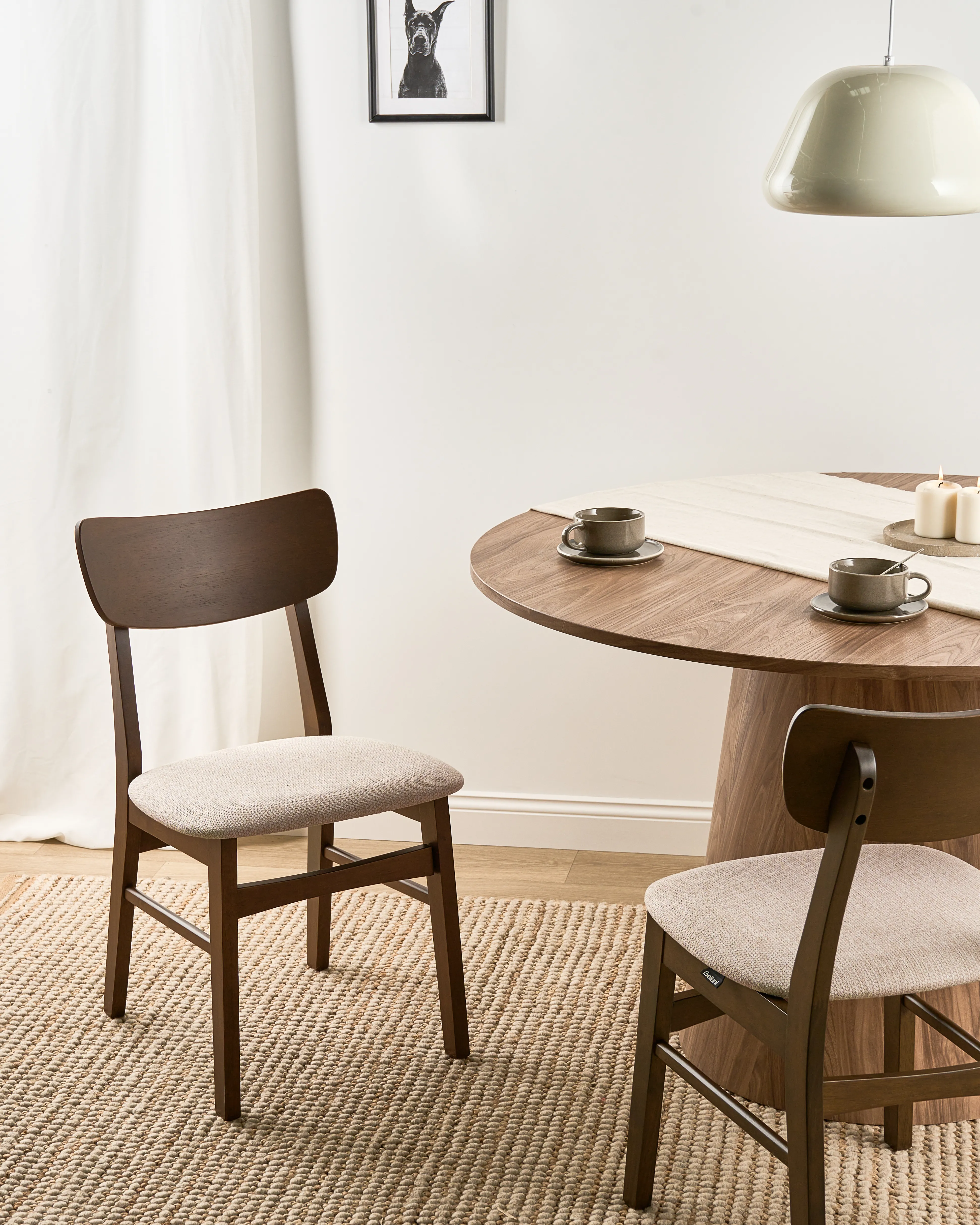 Set van 2 eetkamerstoelen ANOKA Hout Donkerbruin/beige