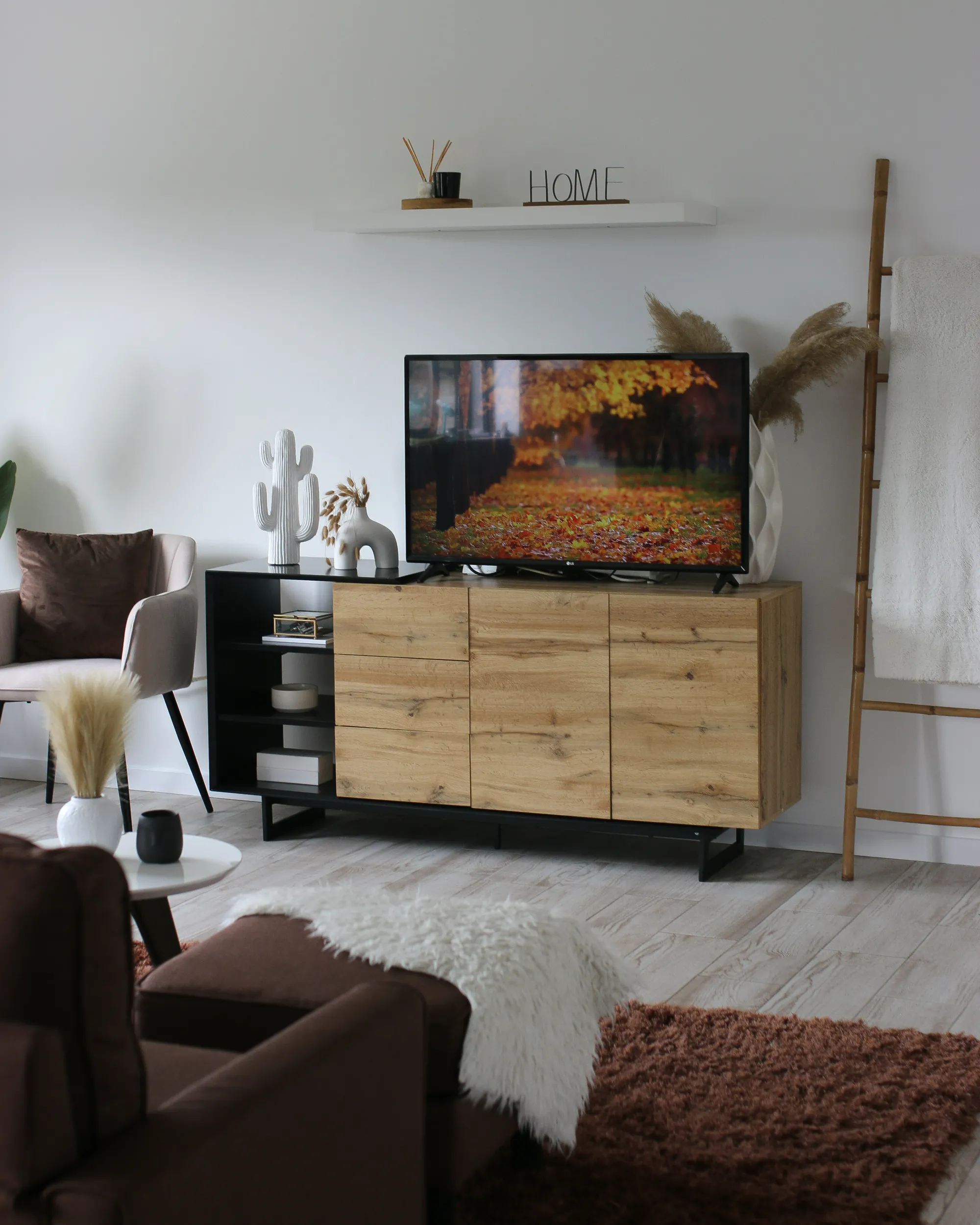 Dressoir met 2 deuren FIORA Bruin/zwart