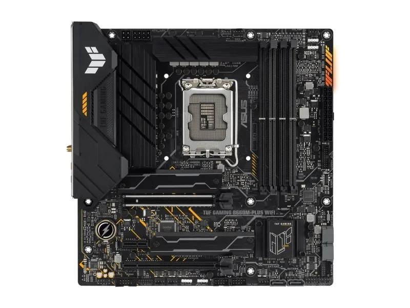 ASUS TUF GAMING B660M-PLUS WIFI - Bundkort - micro ATX - LGA1700 sokkel - B660 Chipset - USB-C Gen 2x2, USB 3.2 Gen 1, USB 3.2 Gen 2, USB-C Gen1 - 2.5 Gigabit LAN, Wi-Fi 6, Bluetooth - onboard grafik (CPU påkrævet) - HD Audio (8-kanaler)