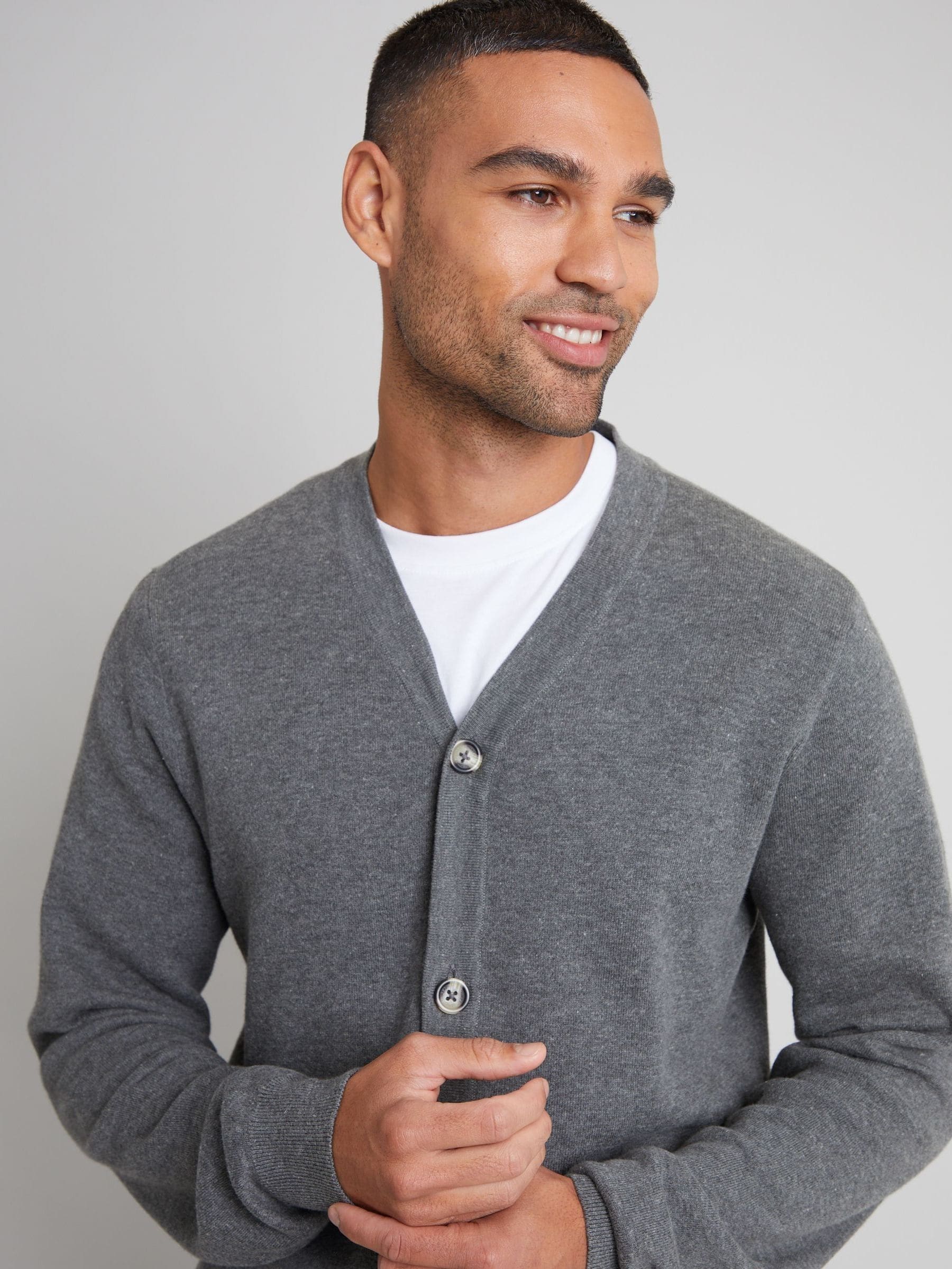 Grijs - Threadbare gebreid vest van een katoenmix
