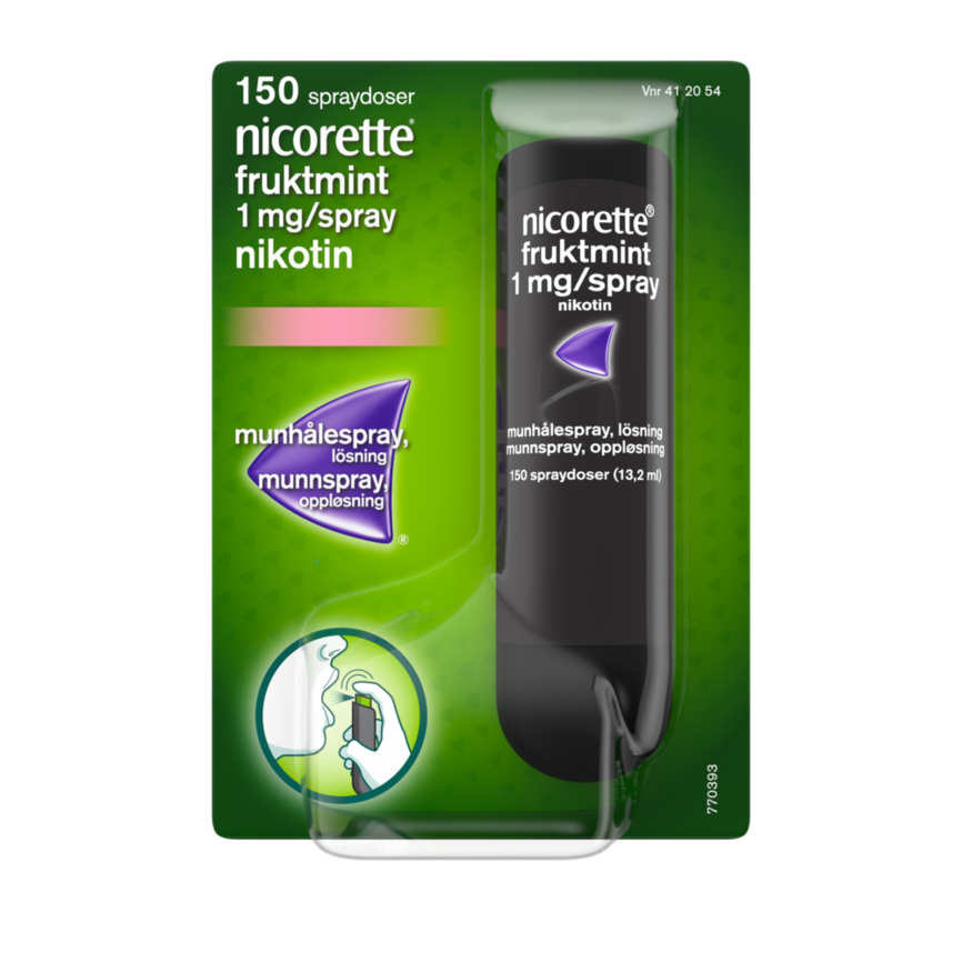 Nicorette Fruktmint munnspray 1 mg nikotin, slutte å røyke