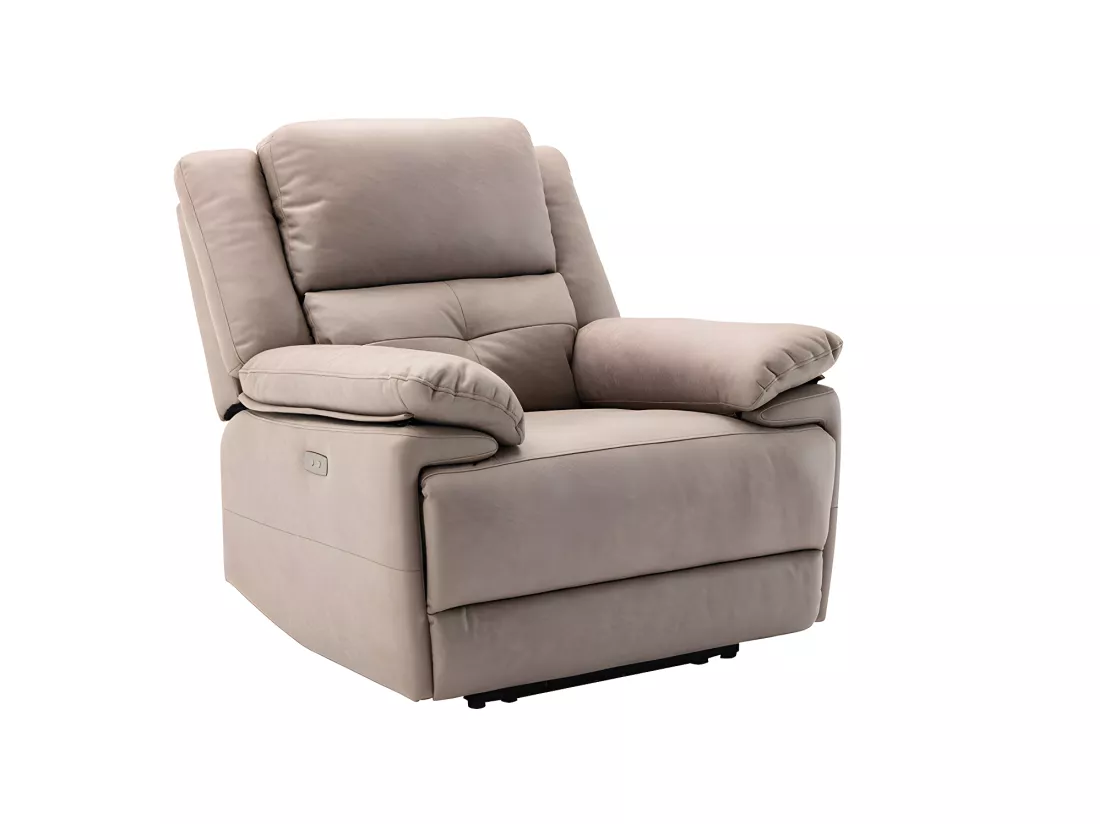 Canapé 3 places et fauteuil relax électrique en tissu taupe DOLENE