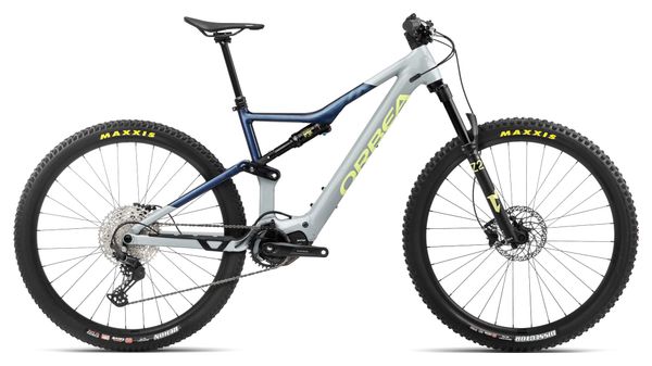 VTT Électrique Tout-Suspendu Orbea Rise H30 Shimano Deore 12V 540 Wh 29'' Gris Iceberg Bleu Moondust 2024