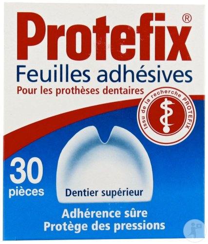 Protefix Feuilles Adhésives Prothèse Supérieure 30 Pièces